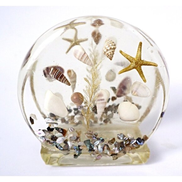 Vintage Lucite Spoon & Napkin Holder Starfish Shell Abalone Souvenir Yellstone - Picture 5 of 5